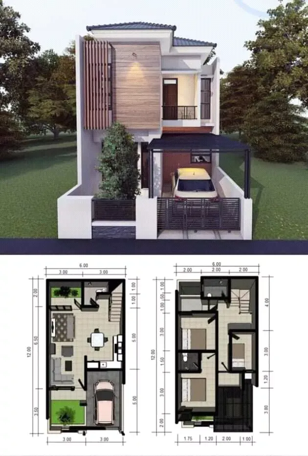 Denah Rumah Dua Lantai
